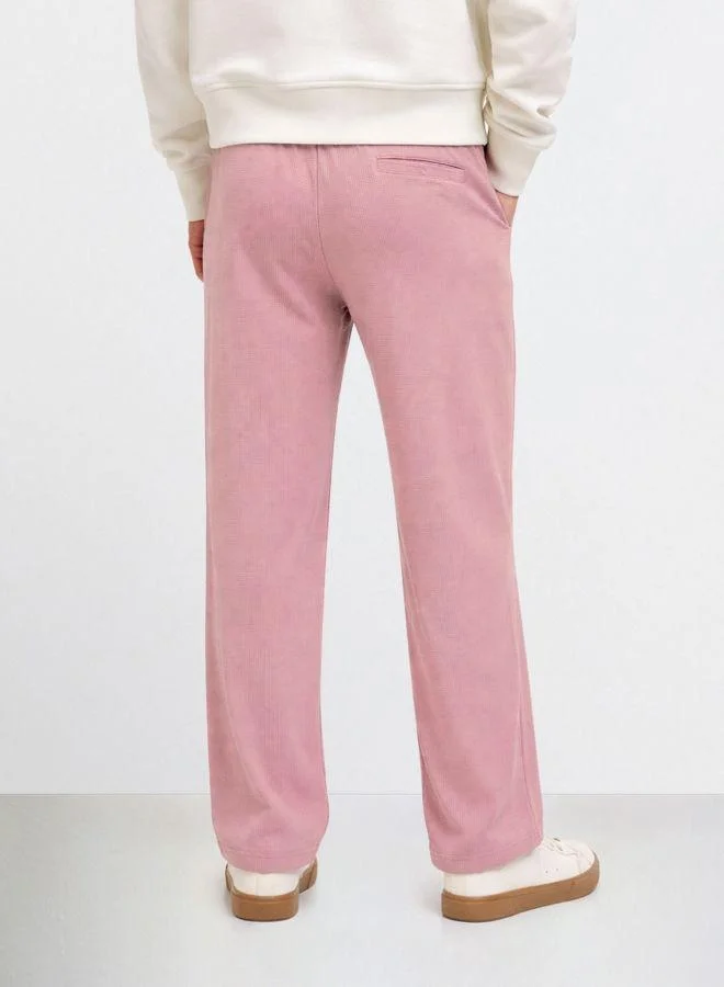 The Indian Garage Co Men Relaxed Fit Textured V-Pocket Mid-Rise Trousers